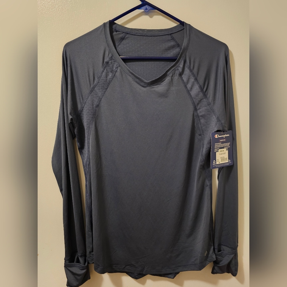 Champion Baselayer Long Sleeve Shirt Double Dry Women's V-Neck Size Medium NWT
